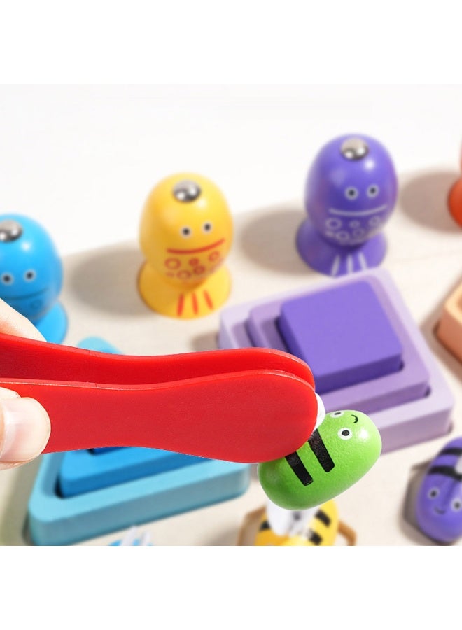 كابسترو لعبة صيد وفرز خشبية للأطفال | لعبة تعليمية ثلاثية في واحد بتصميم النحل لمطابقة الألوان وفرز الأشكال وتنمية التنسيق بين اليد والعين | لعبة تعليمية عملية لمرحلة الطفولة المبكرة - Image 3